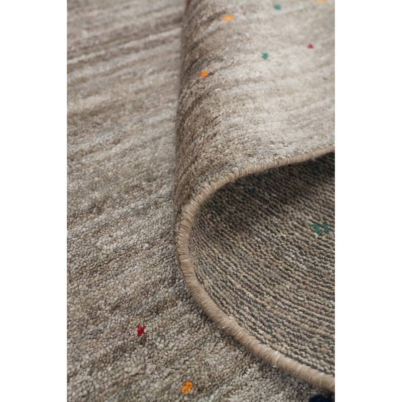 Hand Knotted Oriental Viscose Silk Carpet Tribal Animal Pictorial Greys & Charcoal Gabbeh Area Rug - 11' 11'' X 9' 1''