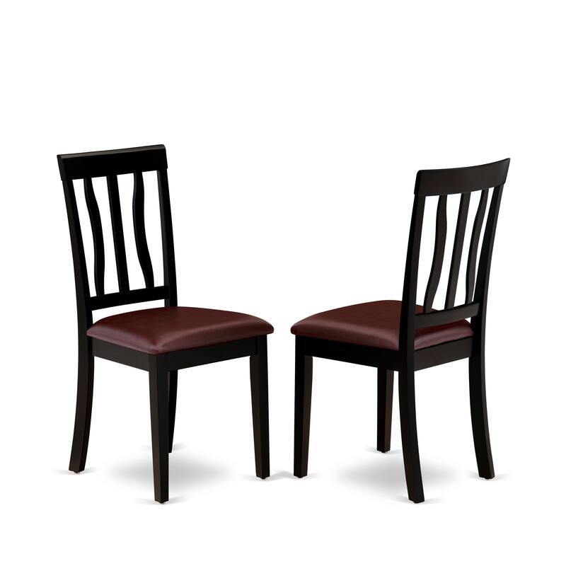 East West Furniture 3 Piece Kitchen Table Set- A Round Dining Room Table and 2 kitchen Chairs, Black & Cherry (Seat Options)