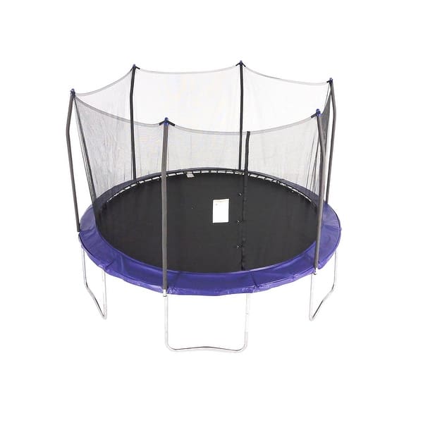slide 2 of 6, Skywalker Trampolines 12 Foot Round Outdoor Trampoline with Enclosure, Blue - 144 x 144 x 108 inches
