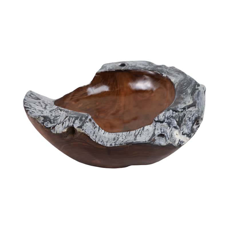 Wood Capiz Decorative Bowl with Natural Burnt Edges - 3" Brown - 12" x 12" x 3"