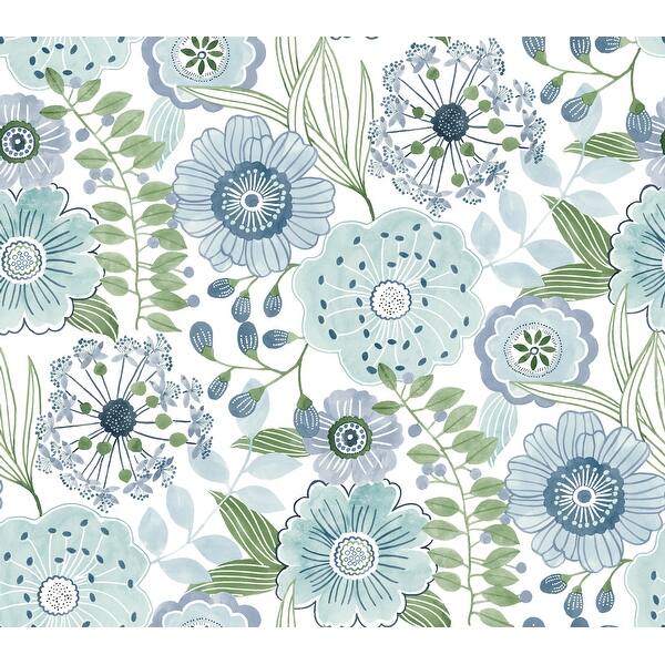slide 2 of 7, York Wallcoverings Artistic Bouquet Alpine and Leaf Wallpaper