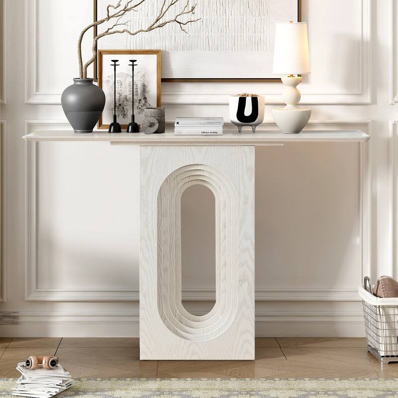 Modern 47" Narrow Console Table for Living Room Entryway Use - White