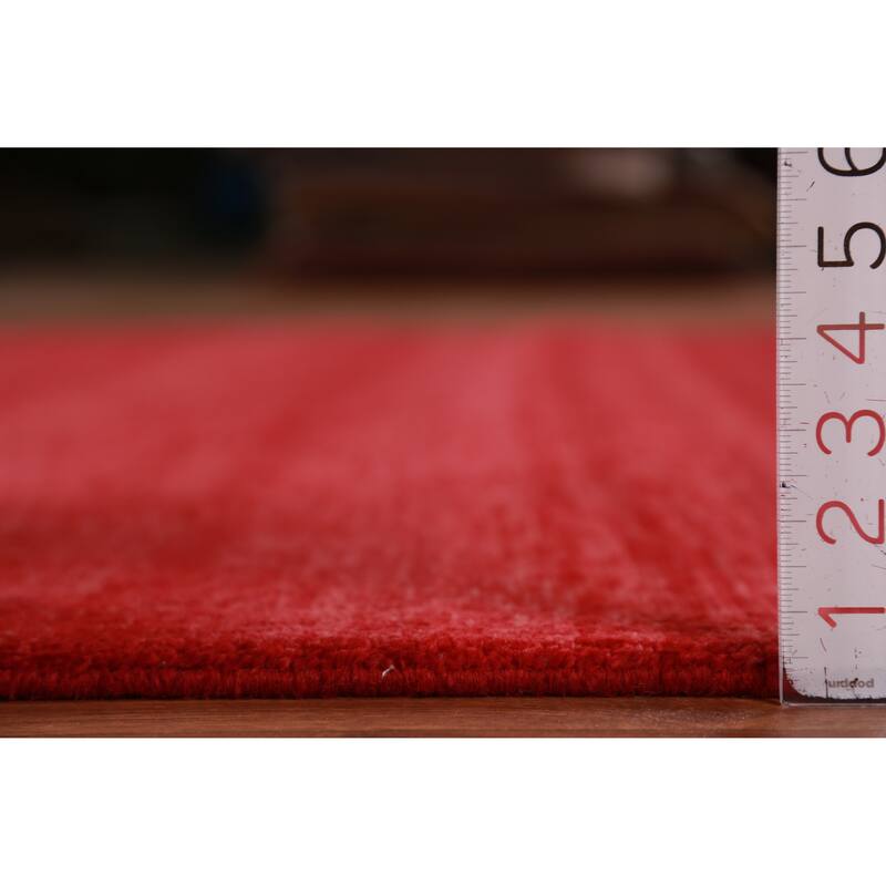Hand Knotted Oriental 100% Wool Carpet Modern Solid Red Gabbeh Area Rug - 9' 2'' X 6' 1''