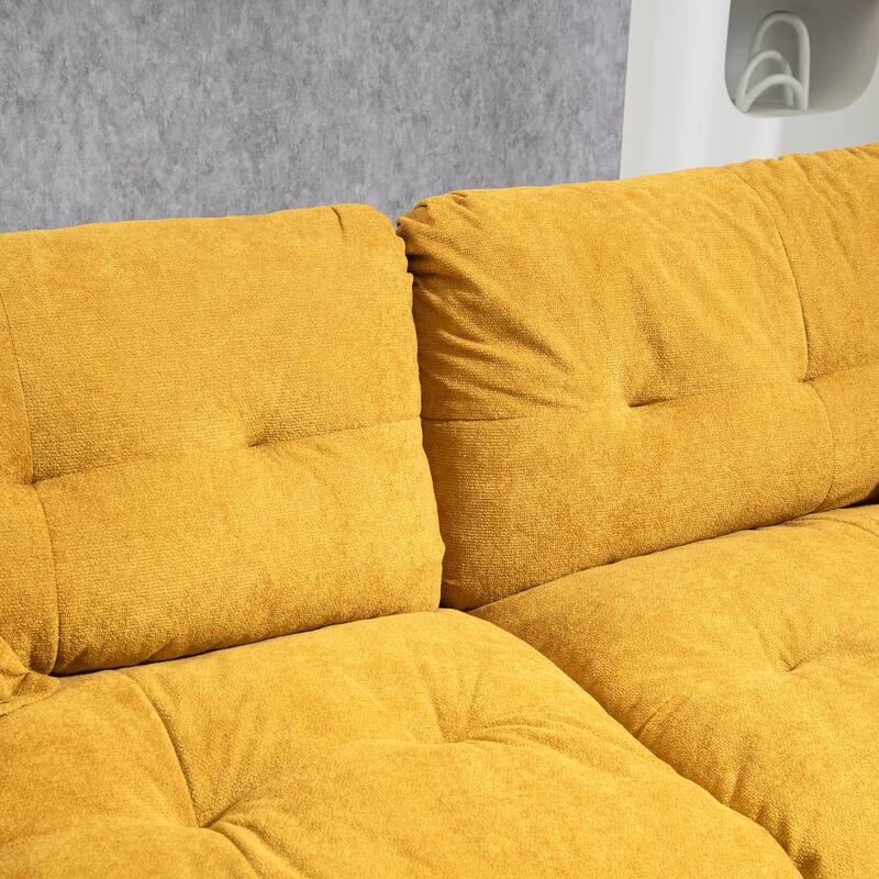 Luxurious 84" Chenille Fabric Recliner Sofa with Memory Foam and 2 Throw Pillows for Small Spaces