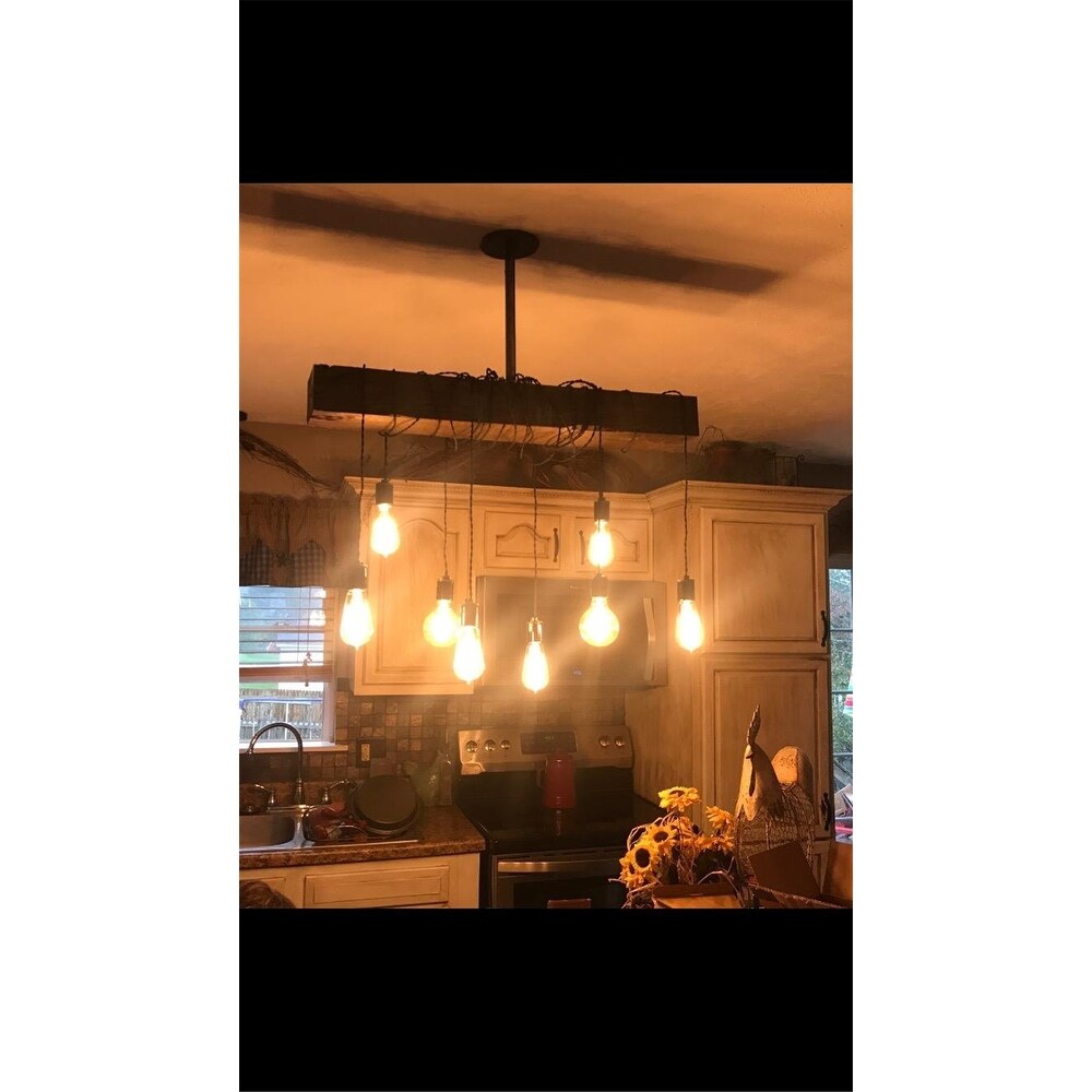 Shop Farmhouse 8 Light Distressed Wood Beam Chandelier Overstock