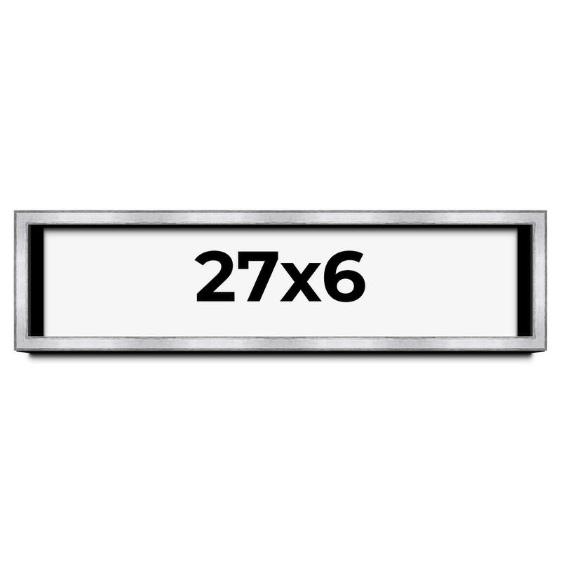 27x6 Shadow Box Frame Silver | 1.375 Inches Deep Real Wood