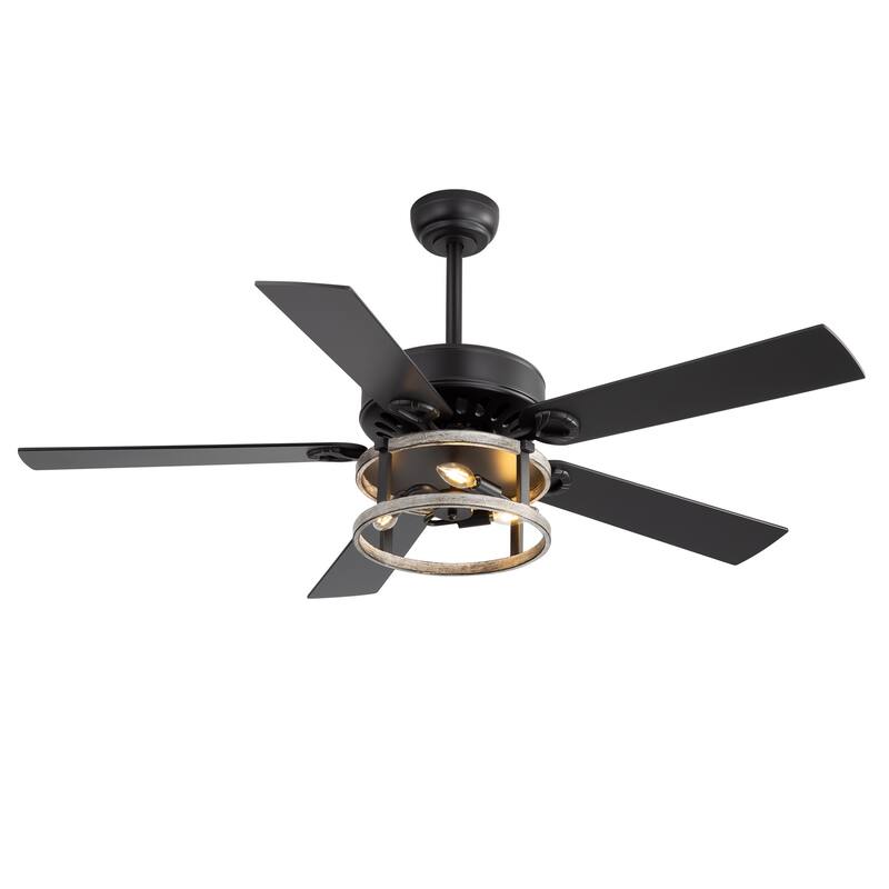 52" Reversible 5-Blade Caged Ceiling Fan with Light and Remote