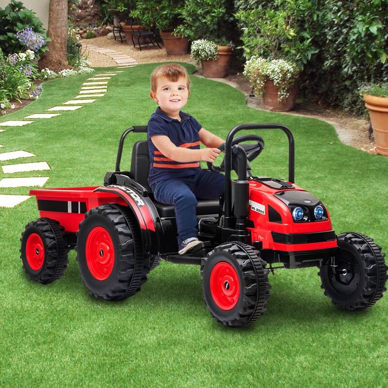 12V Kids RideOn Tractor with Trailer Bed Bath & Beyond 39510748