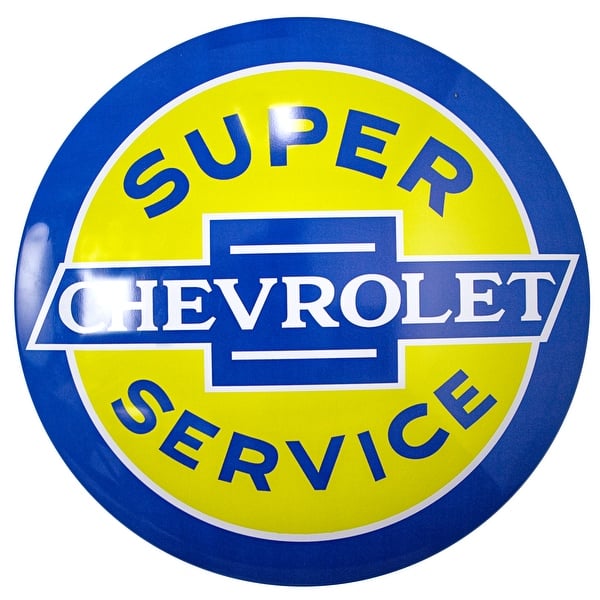 slide 2 of 8, American Art Decor Licensed Chevy Super Service Hanging Metal Sign Multi