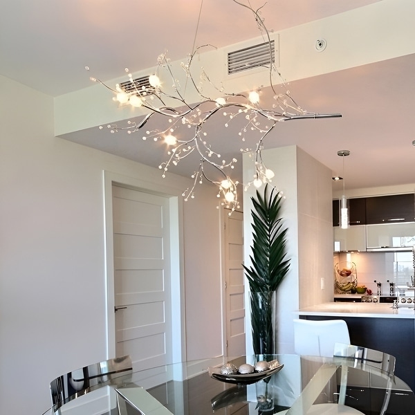 12 Light Dimmable Tree Like Branch Chandelier Roses Flowers Nature Inspired N A Silver