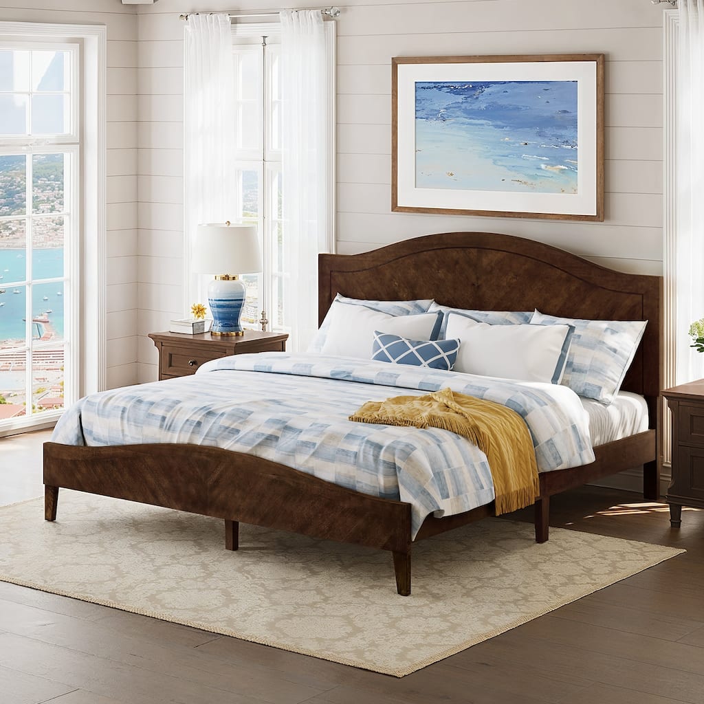 Wood Platform Bed Frame with Headboard, Double Size Beds/King Size Beds/Queen Size Beds