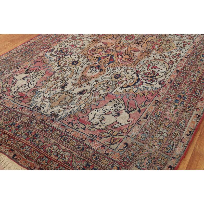 Hand Knotted Oriental 100% Wool Carpet Traditional Floral Beige & Ivories Kerman Area Rug - 12' 1'' X 6' 5''