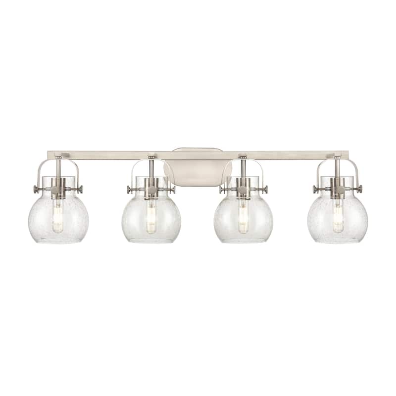Innovations Lighting 423-4W-10-37 Pilaster II Sphere Vanity Pilaster - Satin Nickel / Seedy