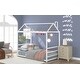 preview thumbnail 3 of 10, House Platform Bed with Roof and Chimney , Modern Design, Sturdy Metal Frame, Imaginative Playhouse Style, Easy Assembly
