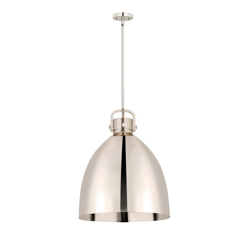 Innovations Lighting Newton Metal Bell - 1 Light 16" Stem Hung Pendant - Polished Nickel