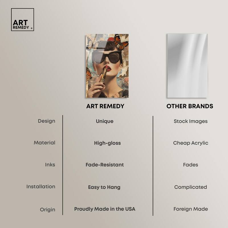 Iconic Lady Butterfly Collage II Acrylic by Art Remedy, Ready to Hang