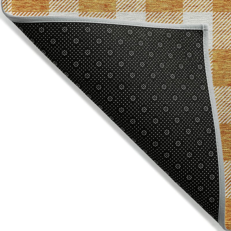 Machine Washable Indoor/ Outdoor Chantille Plaid Rug