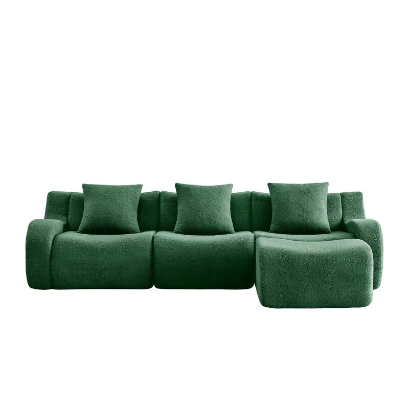GDF Studio - Fairford 3-Seat Modular Sofa With Curved Armrests & Non-Slip Base