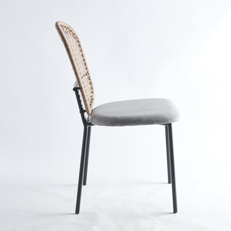 Matt Black Modern 23.22" Upholstered Accent Chairs with Powder-Coated Stainless Steel Frame (Set of 4)