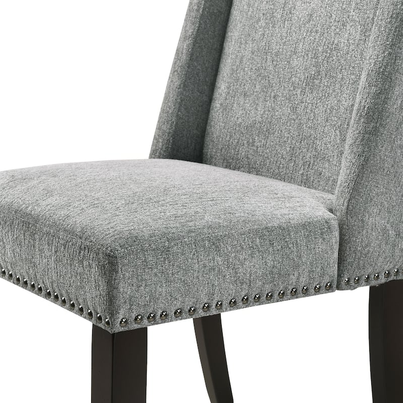 Set of 2 Gray and Brown Upholstered Counter Stools 41.5"