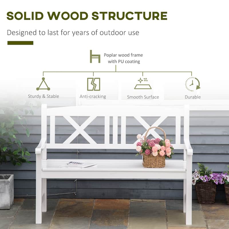 Outsunny 2-Seater Wooden Garden Bench 4FT Outdoor Patio Loveseat for Yard, Lawn, Porch