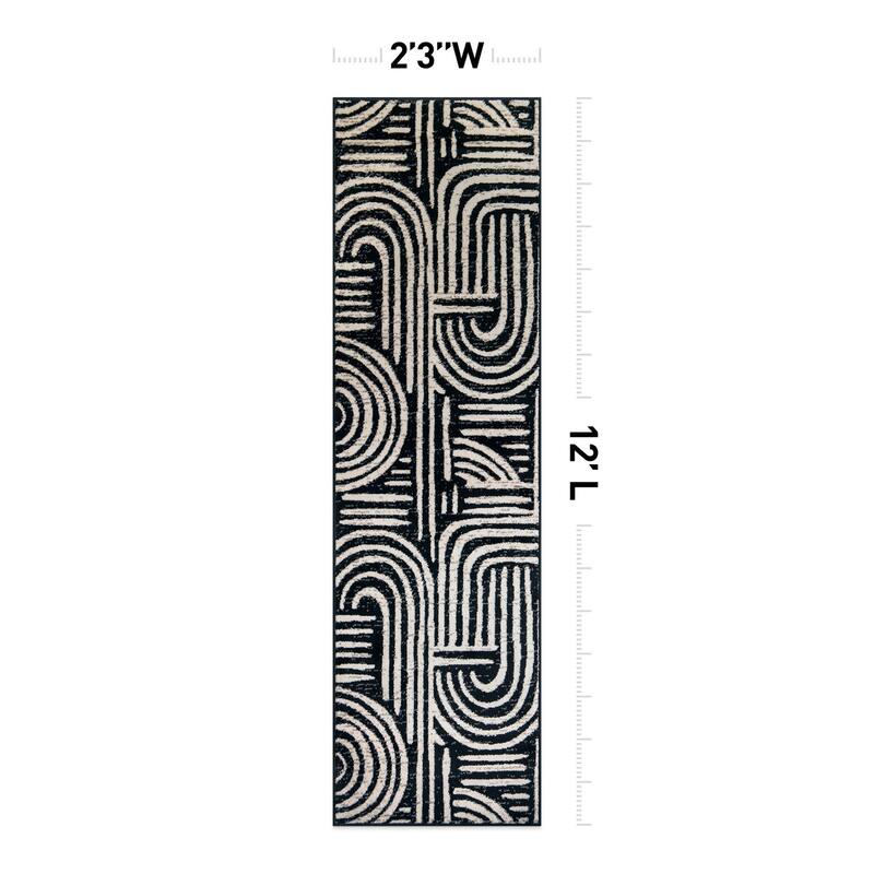Contemporary Black Ivory Gray Area Rug, Stylish for Any Room