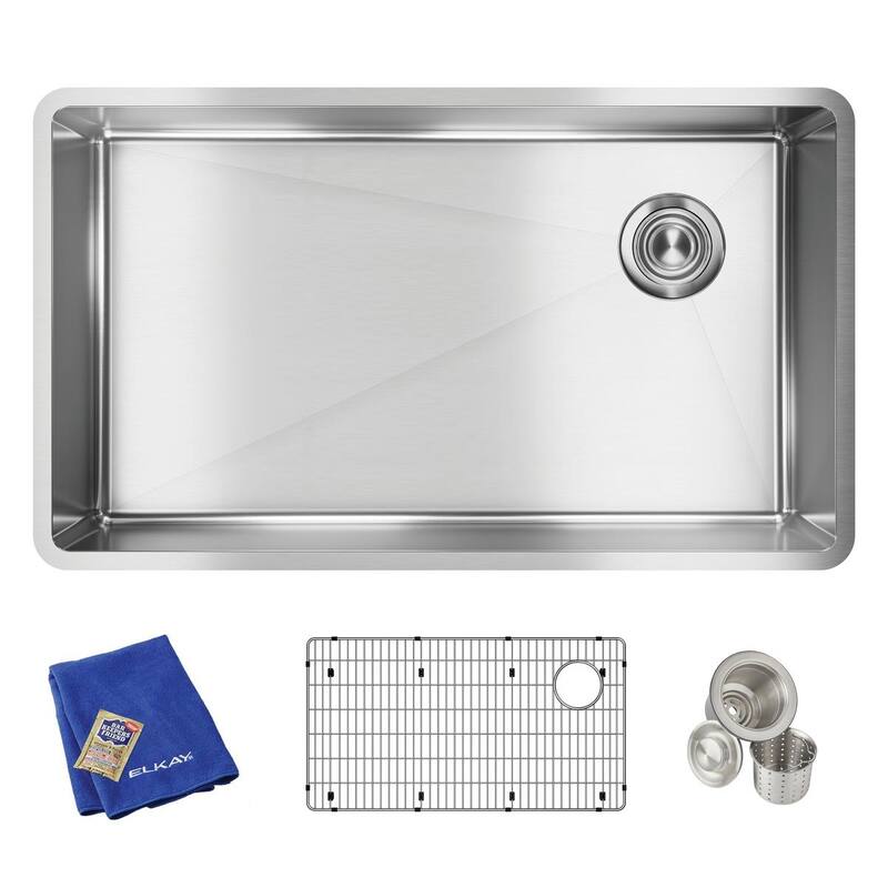 Elkay Crosstown 18 Gauge Stainless Steel 31-1/2" x 18-1/2" x 9", Single Bowl Undermount Sink Kit - Without Faucet