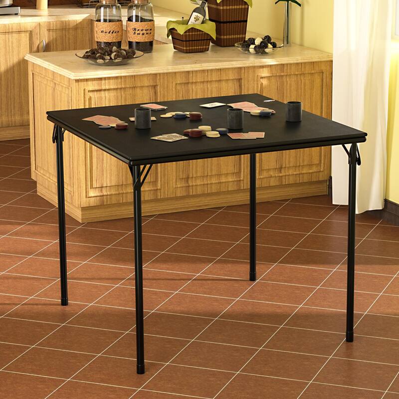 Taomika 5 Piece Black Folding Game Room Card Table and Upholstered Chair Set Table and Chair Set