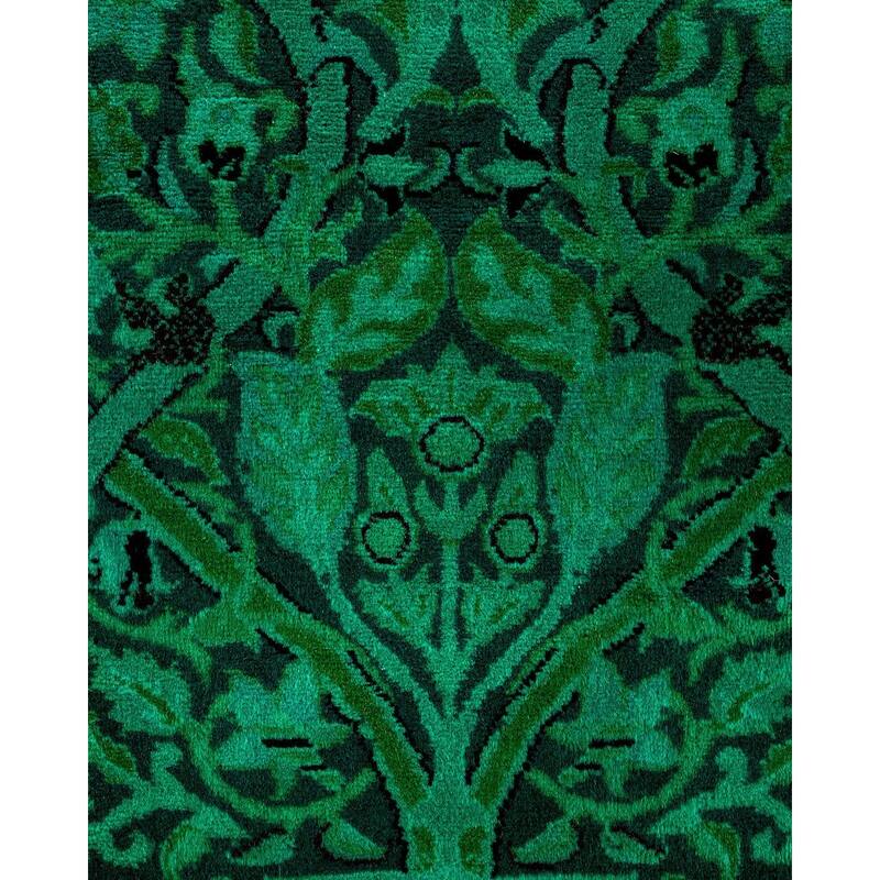 Overton Hand Knotted Wool Vintage Inspired Modern Contemporary Overdyed Green Area Rug - 10' 1" x 13' 0"