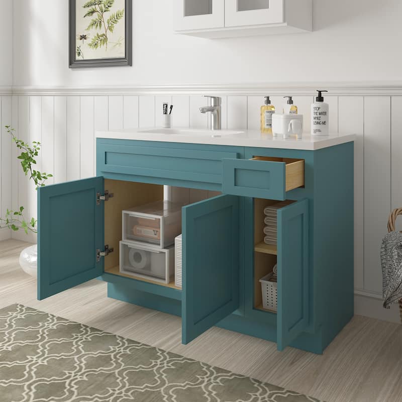 Vanity Art 42" Oak Freestanding Bathroom Vanity Cabinet without Top