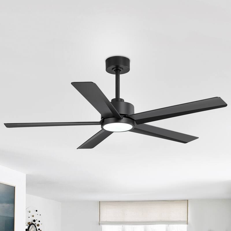 Breezary 65"/52"/42" 5-Blade LED Ceiling Fan with Light Kit and Remote - 52in - Black