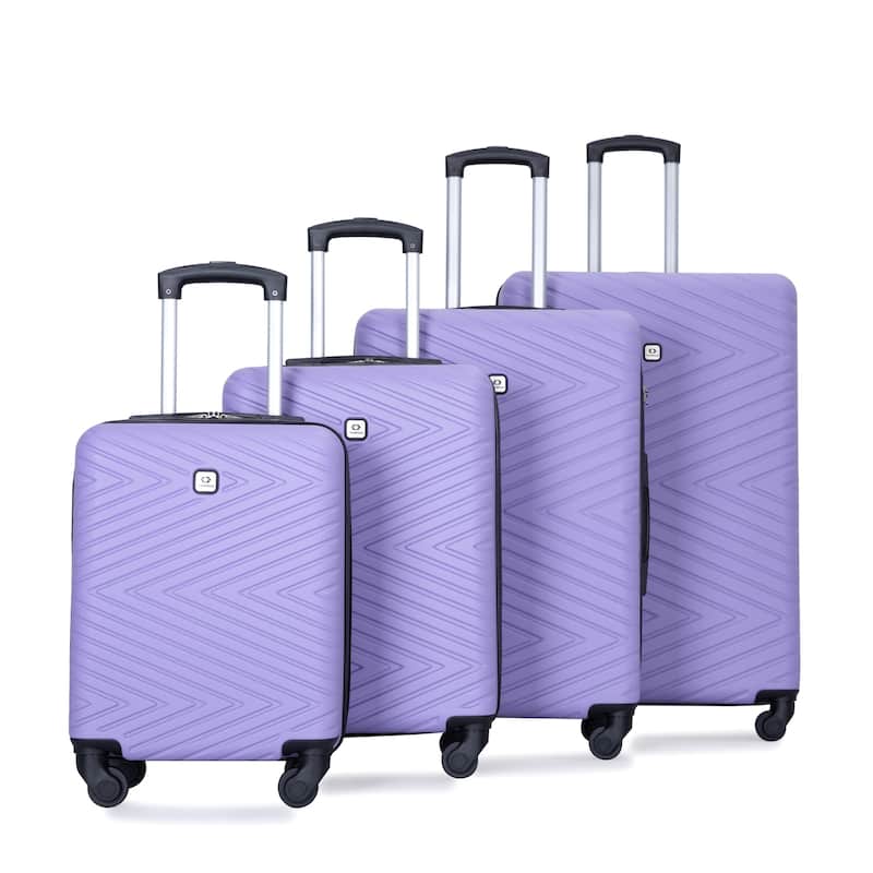 4-Piece, Modern Lightweight Luggage with Swivel Wheels and TSA Lock, for Boarding Travel, Light Purple