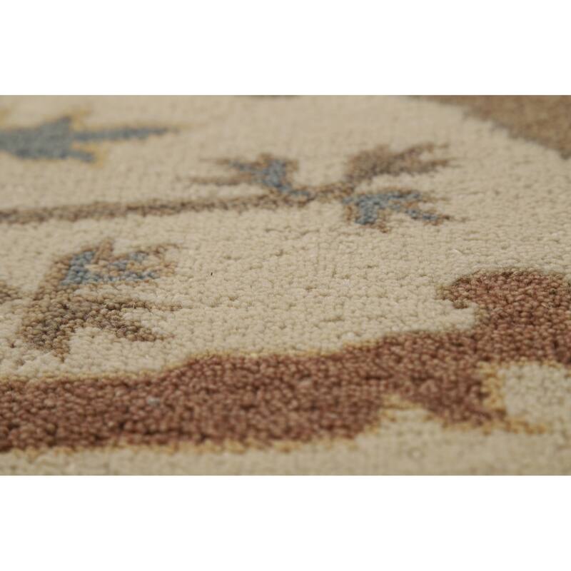 Earth Tone Oushak Indian Area Rug Hand-Knotted Wool Carpet - 8'3" x 9'8"