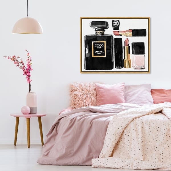 Oliver Gal Fashion and Glam Wall Art Framed Canvas Prints 'Coco Essentials'  Perfumes - Black, White - Bed Bath & Beyond - 30896244