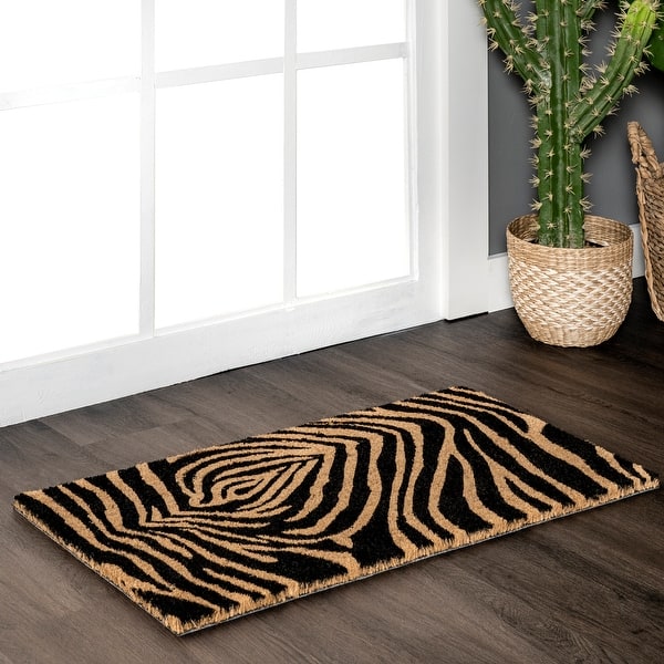nuLOOM Coir Zebra Print Doormat 1' 5" x 2' 5" Overstock 34229067