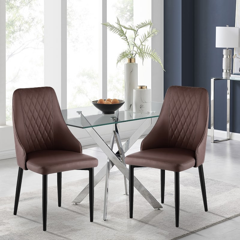 Faux Leather Upholstered Dining Chairs Set of 2 - 35.63"H x 17.72"W x 17.32"D