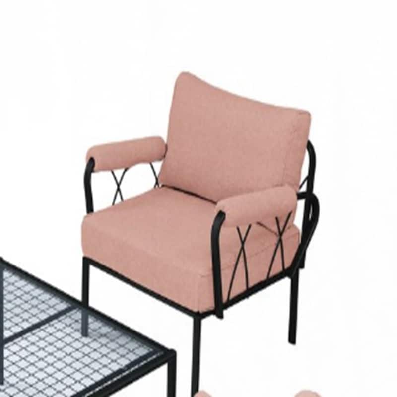 4Pcs Pink Fabric & Black Finish Patio Set,only chairs