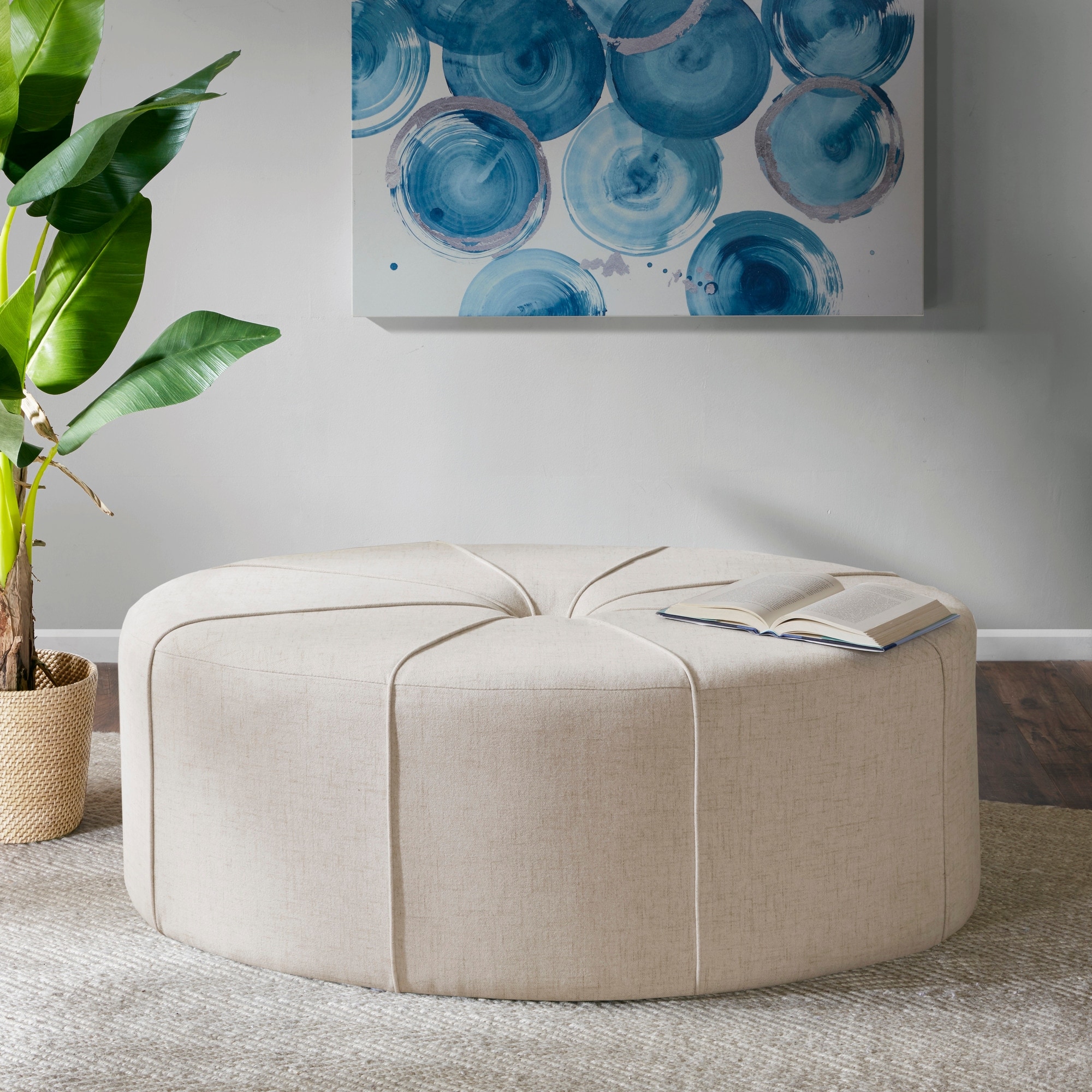 Blue oversized ottoman hot sale