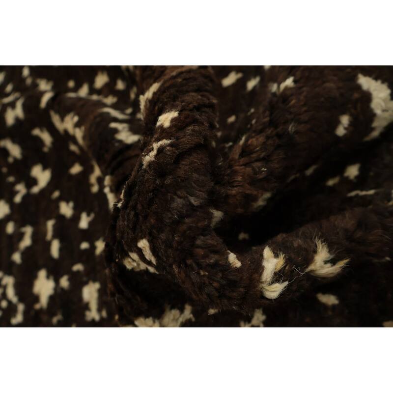 Hand Knotted Oriental 100% Wool Carpet Tribal Abstract Brown Moroccan Area Rug - 7' 11'' X 5' 7''