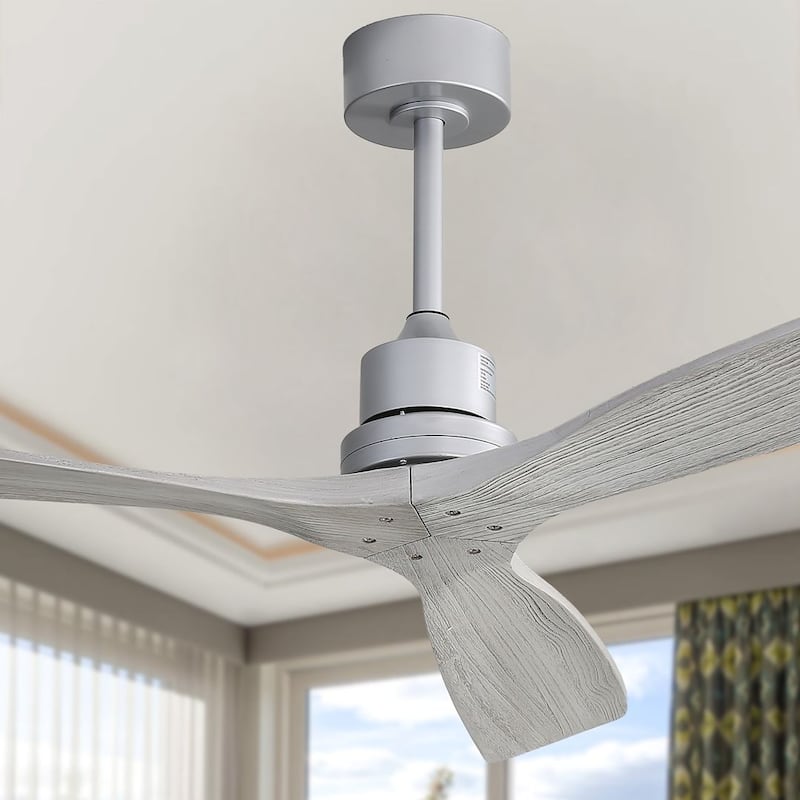 52" Modern Solid Wood Fan Blade Ceiling Fan with Remote Control
