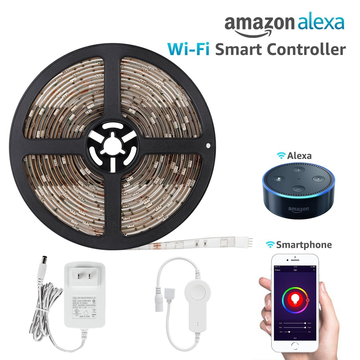 Shop 16.4ft Led Strip Light Work with Alexa, Flexible Color Changable