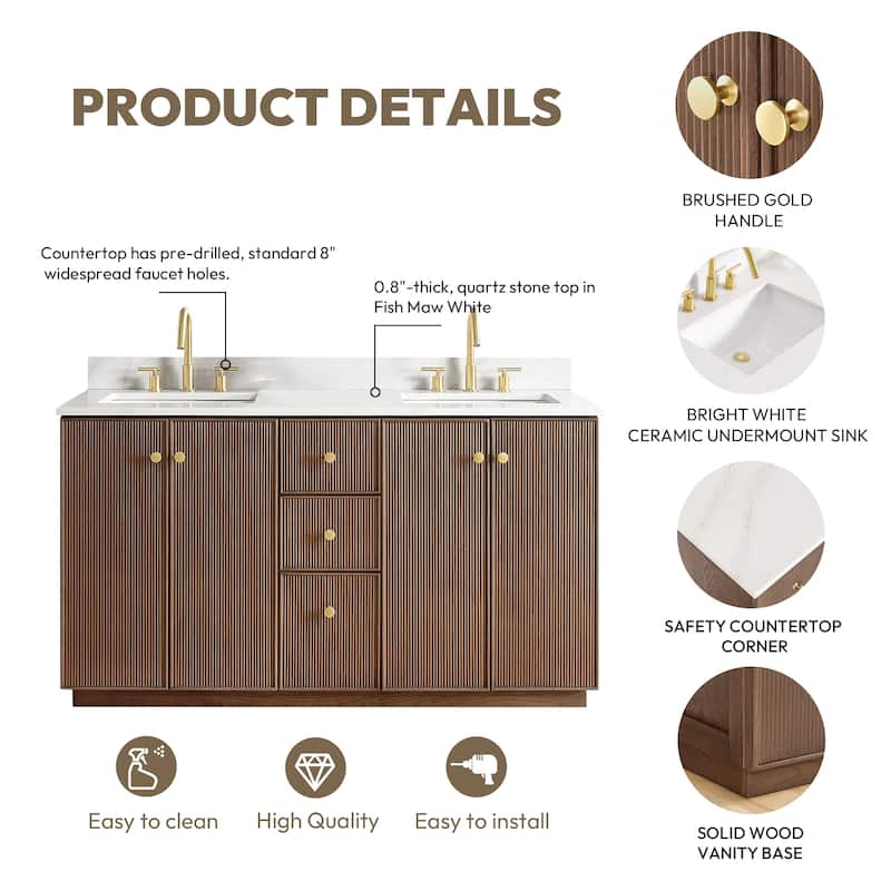 Oza Bath Vanity with Quartz Stone Top and Mirror