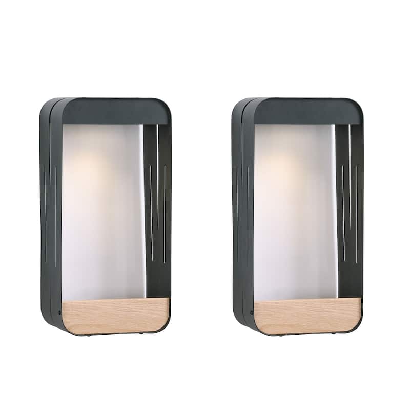 2 Pack Rectangle Frame Solar Integrated LED Sensor Outdoor Wall Light