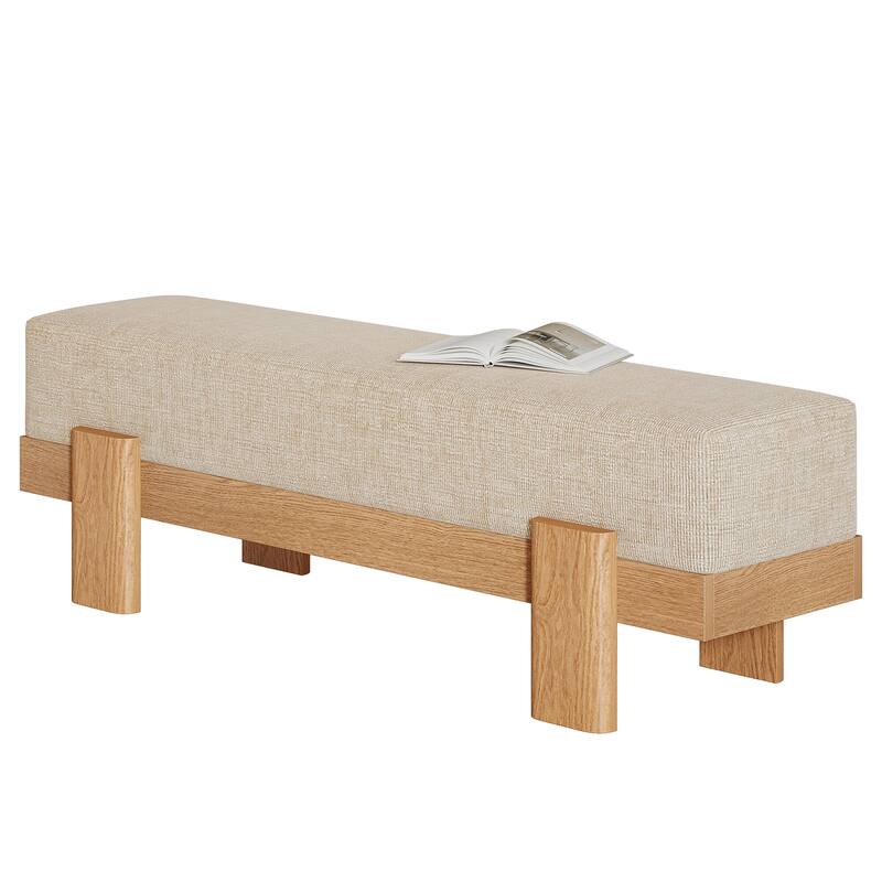 55-Inch Upholstered Entryway Bench, Modern Shoe Bench with Padded