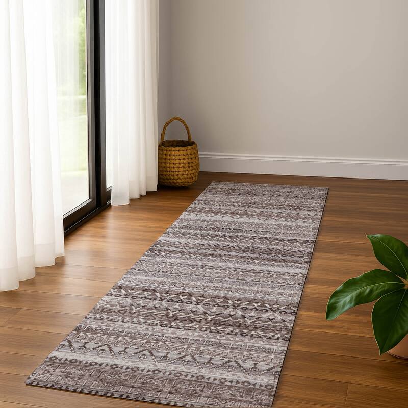 Premium Washable Super Soft Boho Stripes Mayfield Rug - Brown - 2'3" x 7'6"