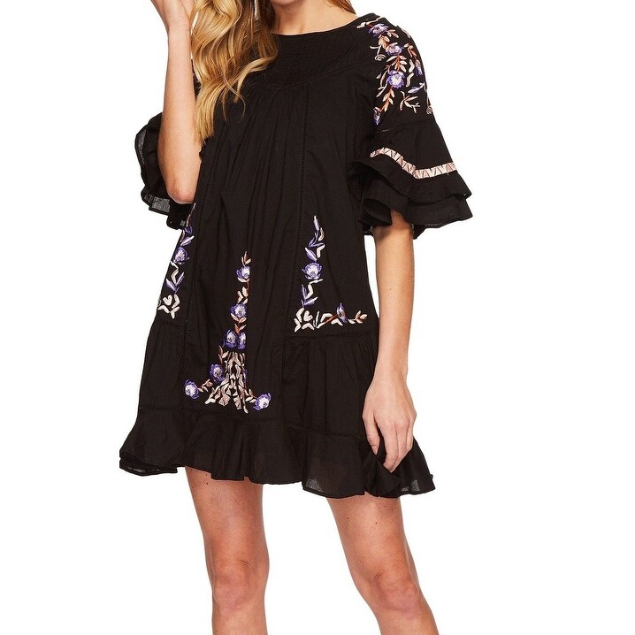 free people black embroidered dress
