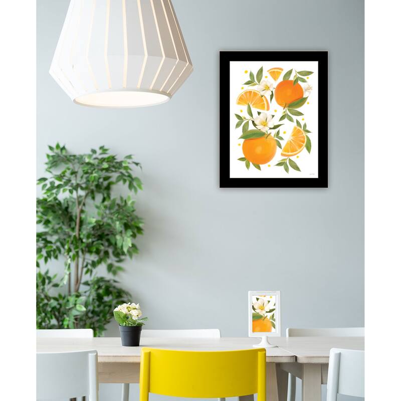 TrendyDecor4U Contemporary "Citrus Orange Botanical" Framed Print Wall Art