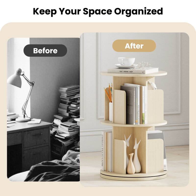 Costway 1/2 PCS 2-Tier Rotating Bookshelf 360° Display Rack with - See Details