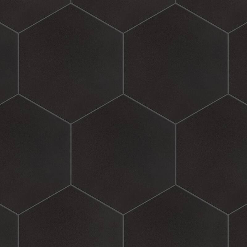 Merola Tile Textile Basic Grand Hex Black 19" x 22" Porcelain Floor and Wall Tile