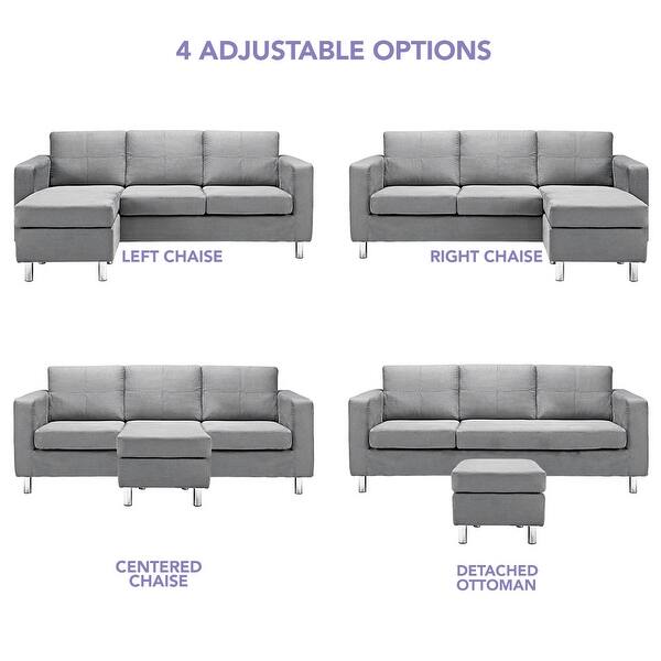 Shop Modern Grey Microfiber Small Space Sectional Sofa With Reversible Chaise Overstock 10433906